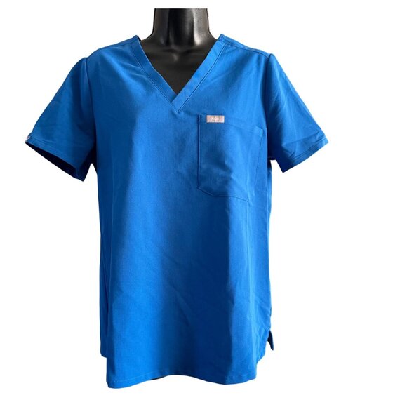 Figs Womens Catarina Scrub Top M Blue V-Neck Short Sleeve - Picture 1 of 6